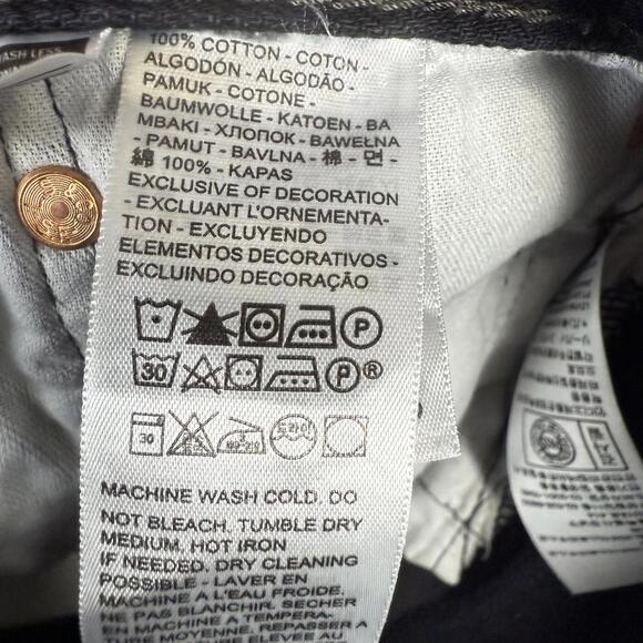 Levi's Men's Size 33x34 Black 501 Black Slim Fit Jeans Ankle Length - Picture 8 of 9